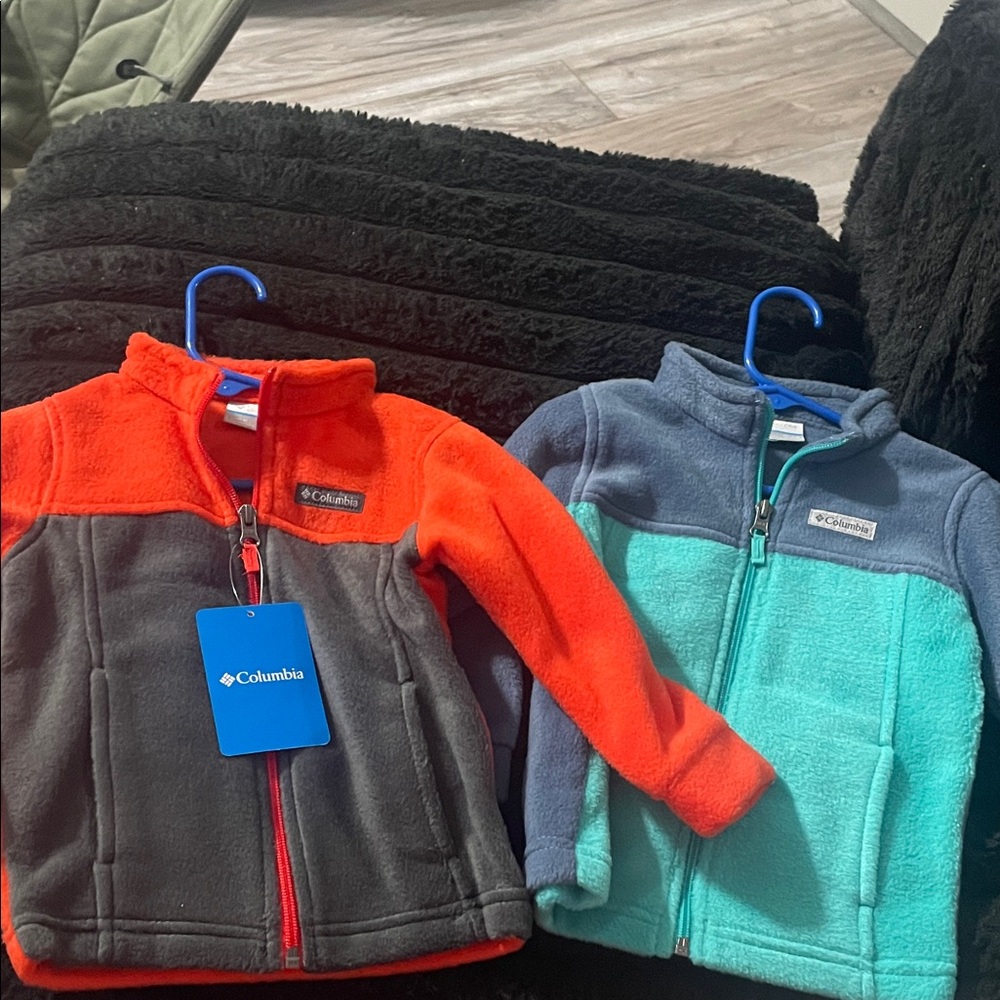 Columbia Kids' Fleece Jackets - Orange and Teal